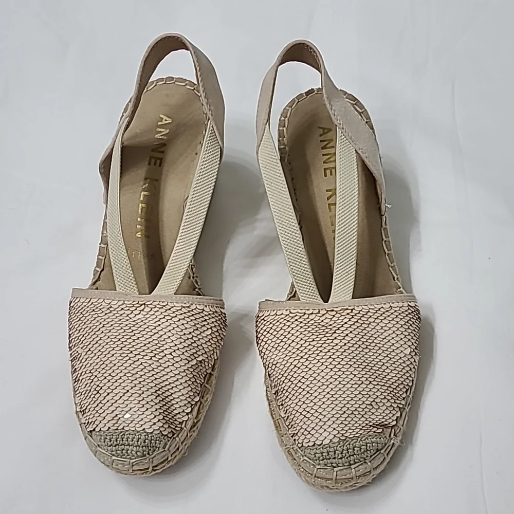 Anne Klein Abbey Sequin Espadrille Wedge Sandals Sz. 8M
